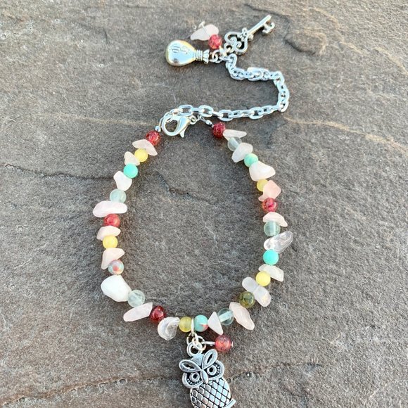 Owl Rose Quartz beaded anklet and/or bracelet - Picture 9 of 9
